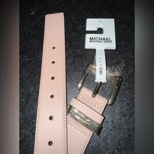 NEW MICHAEL MICHAEL KORS BLUSH BEIGE PINK GENUINE LEATHER BELT SZ XL